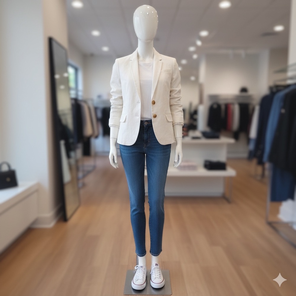J. Crew Cream Blazer with Button Detail